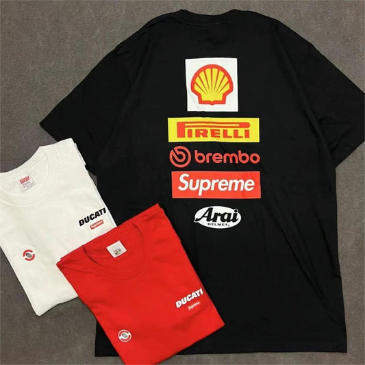 Supreme x Ducati | Racing Logo Tee | Black/Red/White - QUICK SHIP