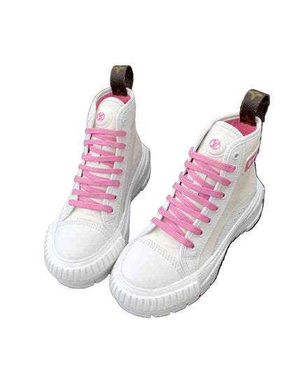 Louis Vuitton | Squad Sneaker Boot | White Pink Canvas (W)