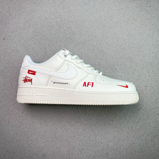 Custom Nike Air Force 1 x Stüssy | White & Red “AF-1” Edition