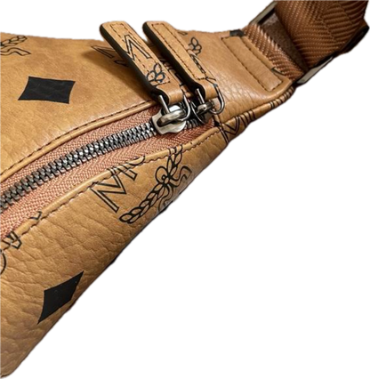 MCM | Cognac Visetos Belt Bag | Classic Monogram Leather | Gold Hardware