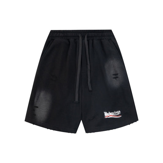 Balenciaga | Political Spray Logo Distressed Shorts