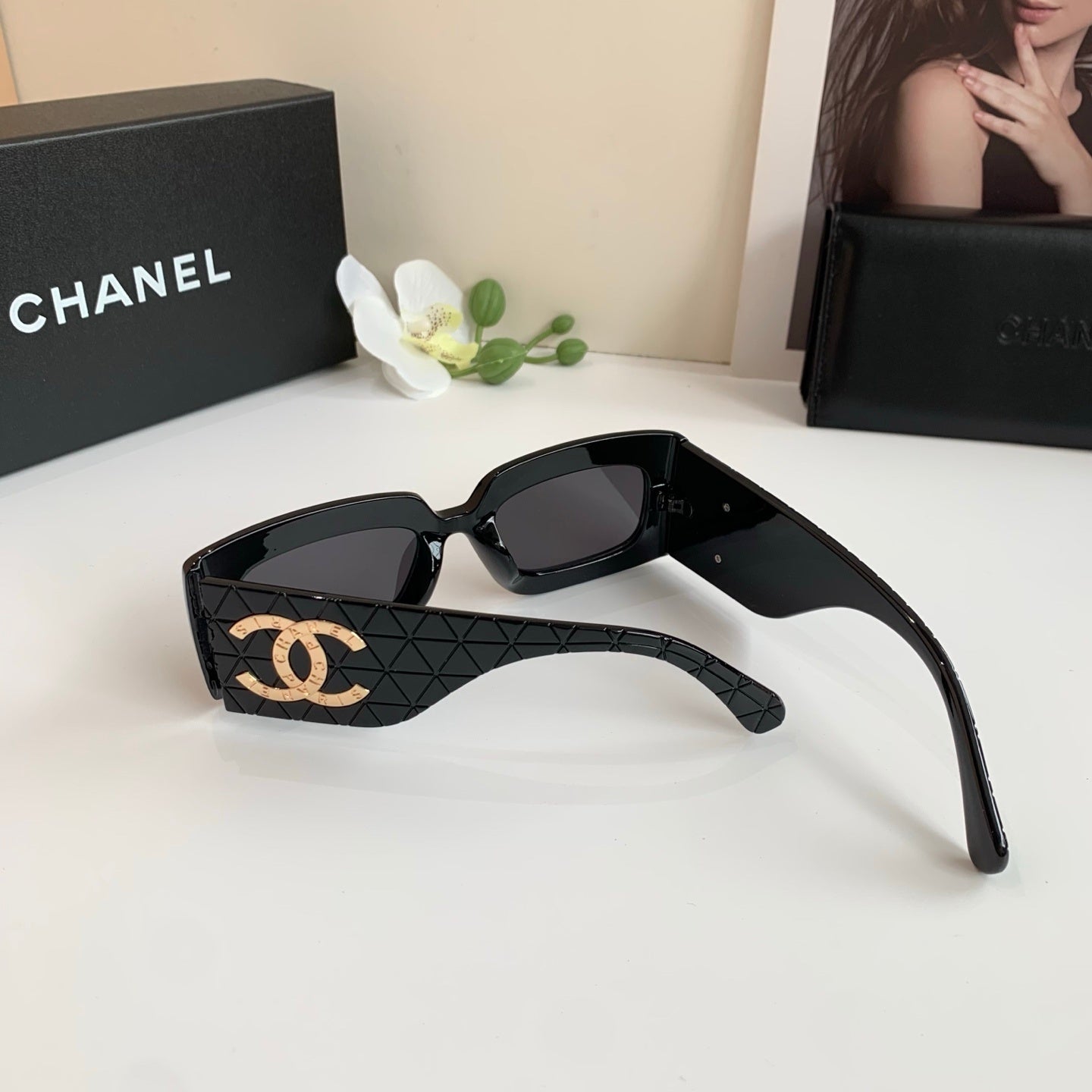 CHANEL | Rectangle Sunglasses | Black Polarized Gradient Lens