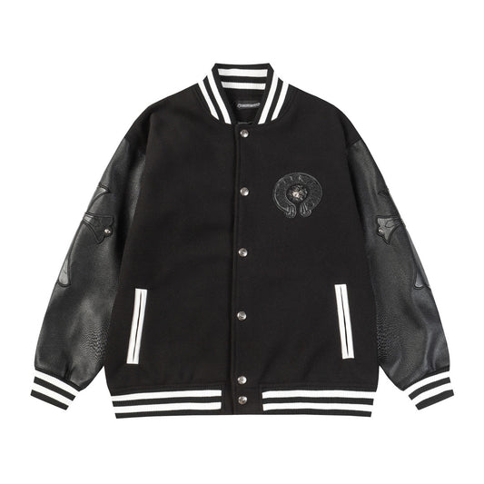 Chrome Hearts | Horse Shoe Embroidered Patch Varsity Jacket in Black