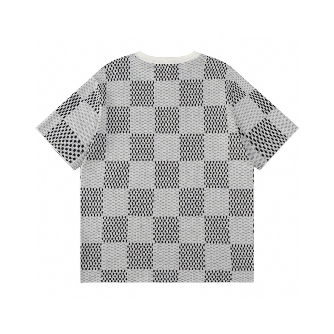 Louis Vuitton | Damier Check Logo T-Shirt | White & Navy