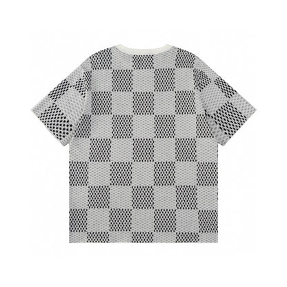 Louis Vuitton | Damier Check Logo T-Shirt | White & Navy