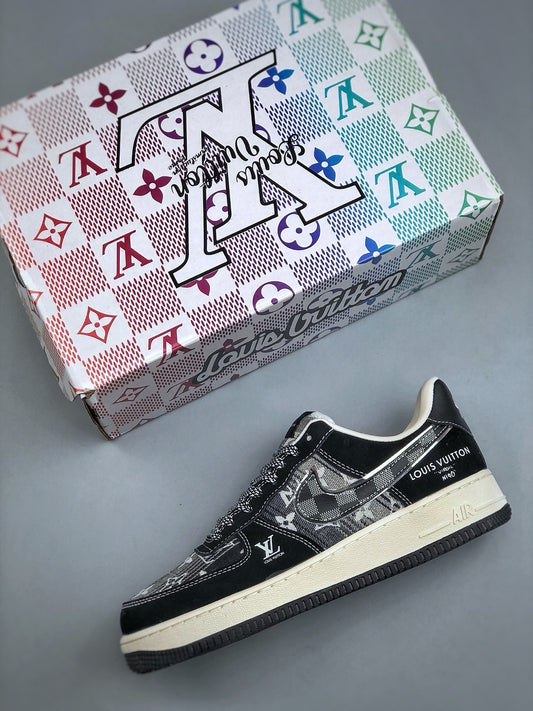 Custom Louis Vuitton x Nike Air Force 1 | Black Monogram