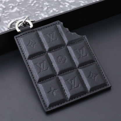 Luxury Inspired Chocolate Bar Bag Charm Key Holder | Black