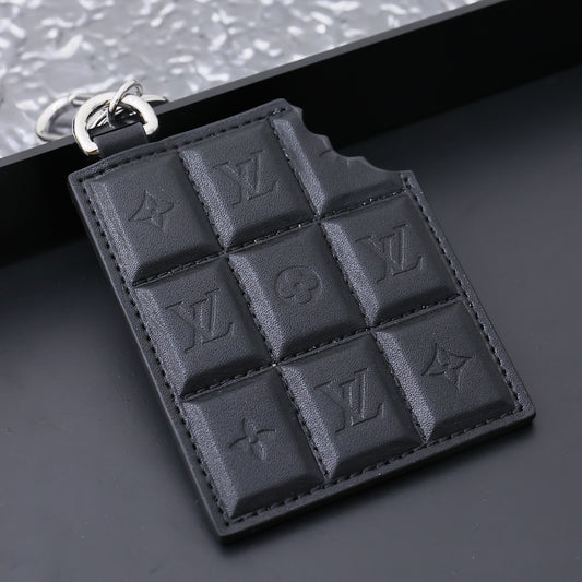 Luxury Inspired Chocolate Bar Bag Charm Key Holder | Black