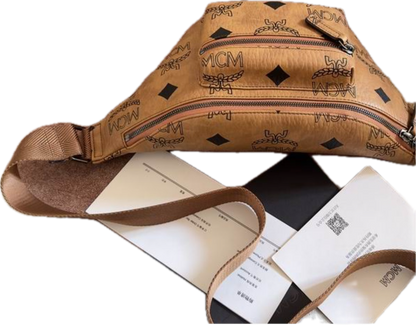 MCM | Cognac Visetos Belt Bag | Classic Monogram Leather | Gold Hardware
