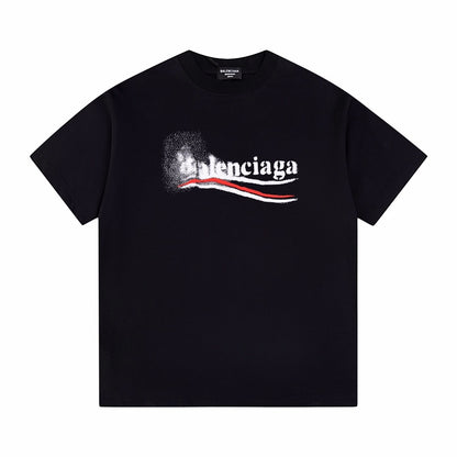 Black t-shirt with Balenciaga logo on a white background