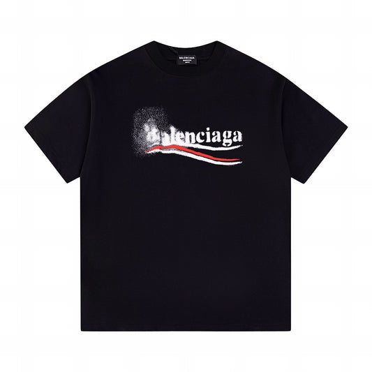 Black t-shirt with Balenciaga logo on a white background