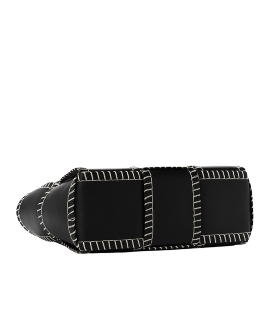 Bottega Veneta | Intrecciato Small Topstitch Arco Tote | Black & Red Leather