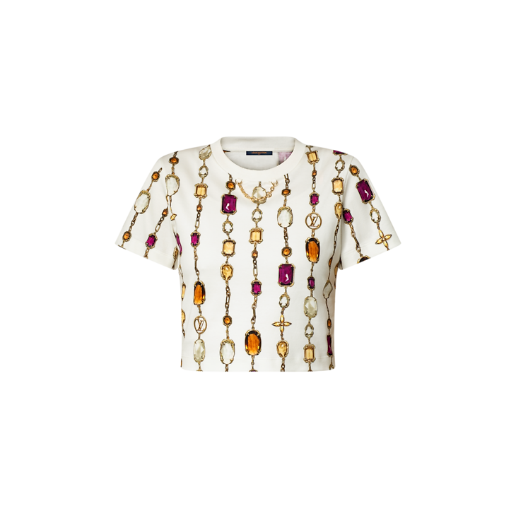 Louis Vuitton | Necklace Print Crop Top | White