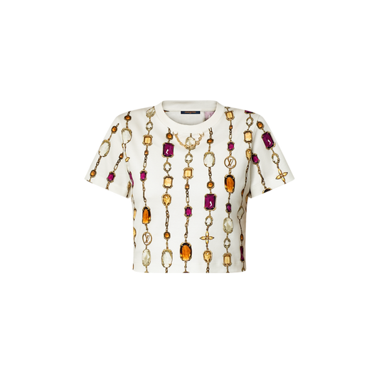 Louis Vuitton | Necklace Print Crop Top | White