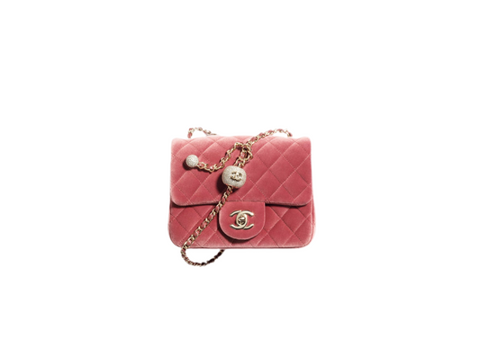 Chanel | Mini Flap Bag | Velvet, Strass & Gold-Tone Metal 
Burgundy | Gold-Tone Chain