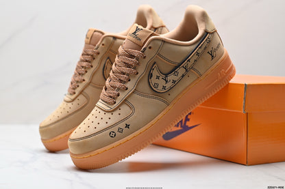 Custom Louis Vuitton x Nike Air Force 1 | Tan Monogram