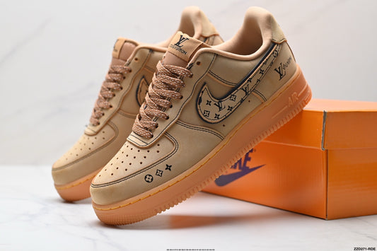 Custom Louis Vuitton x Nike Air Force 1 | Tan Monogram