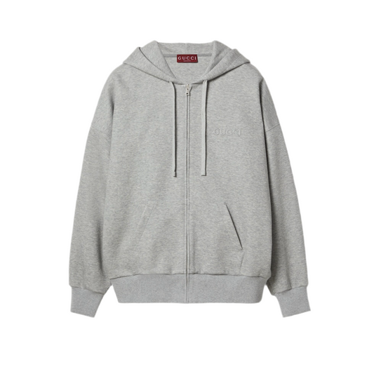 Gucci | Cotton Jersey Hooded Sweatshirt | Gray
