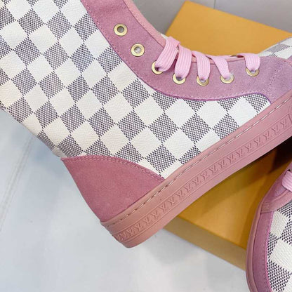 Custom Louis Vuitton Winter Boots | Pink Checkboard Fur