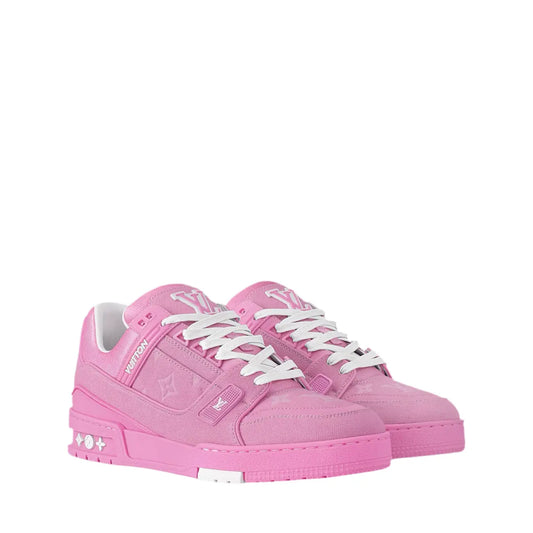 Louis Vuitton | LV Trainer Sneaker | Pink Calf Leather & Monogram Denim Louis Vuitton