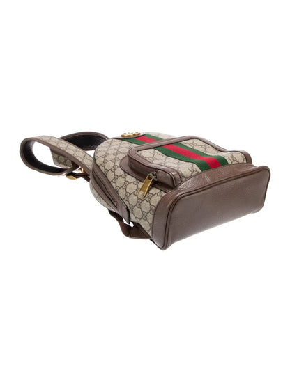 Gucci | GG Canvas Backpack with Web Stripe & Leather Trim Gucci
