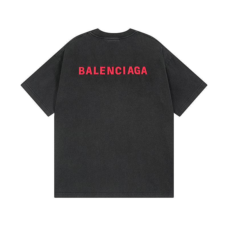 Balenciaga | Black T-Shirt with Red Back Logo