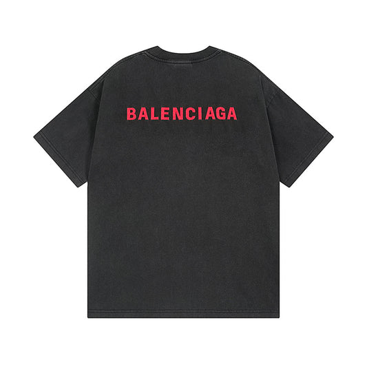 Balenciaga | Black T-Shirt with Red Back Logo