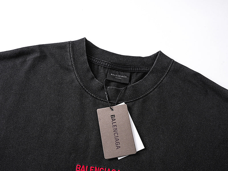 Balenciaga | Black T-Shirt with Red Back Logo