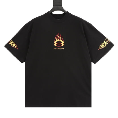 Balenciaga | Flame Logo Tee | Black, Grey & Yellow