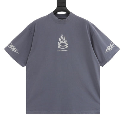 Balenciaga | Flame Logo Tee | Black, Grey & Yellow