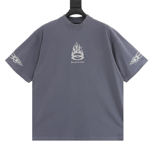 Balenciaga | Flame Logo Tee | Black, Grey & Yellow