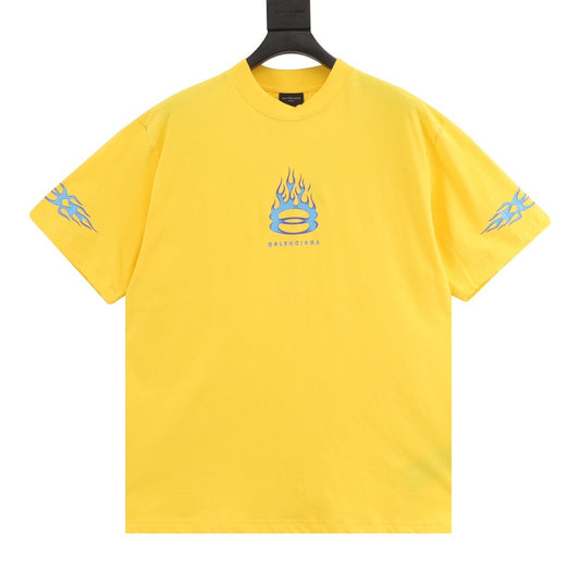 Balenciaga | Flame Logo Tee | Black, Grey & Yellow