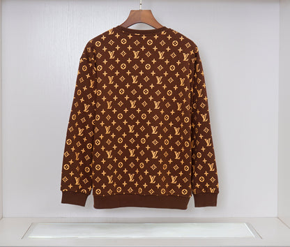 Supreme x Louis Vuitton | Monogram Crewneck Sweater | Red & Brown