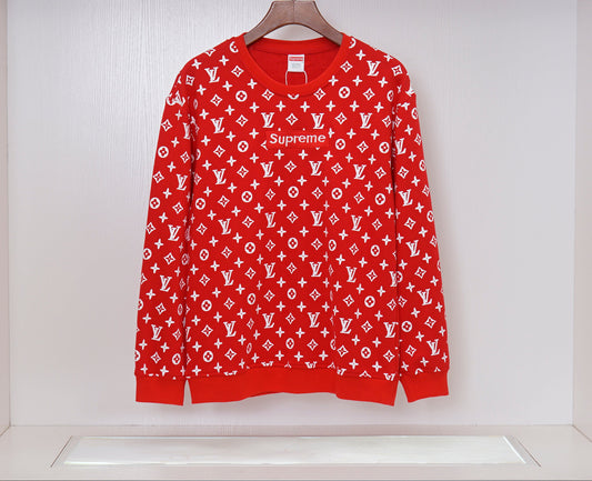 Supreme x Louis Vuitton | Monogram Crewneck Sweater | Red & Brown