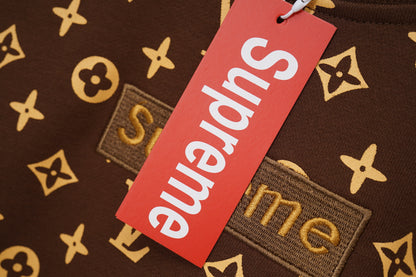 Supreme x Louis Vuitton | Monogram Crewneck Sweater | Red & Brown