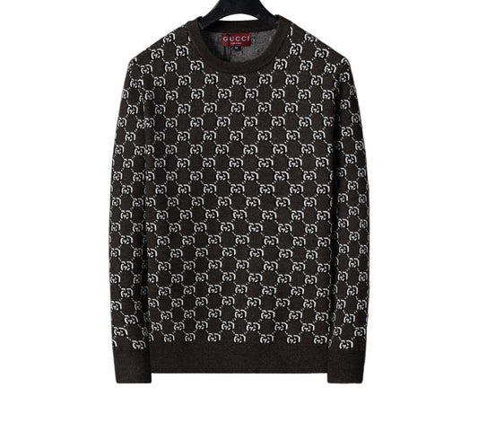 Gucci | Monogram Wool Knit Sweater | Dark Brown