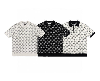 Gucci | Monogram Knit Polo | Ivory, Black & Contrast Trim Options