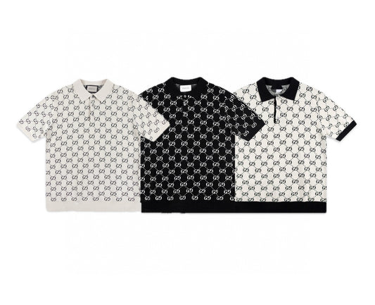 Gucci | Monogram Knit Polo | Ivory, Black & Contrast Trim Options