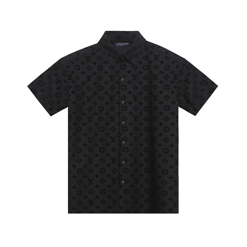 LV Black patterned shirt on a white background