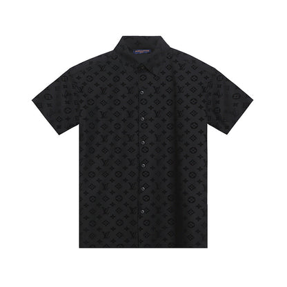 LV Black patterned shirt on a white background