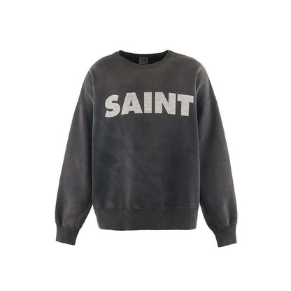 Saint Michael Logo Sweatshirt | Black Distressed