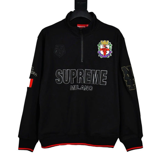 Black Supreme sweatshirt with visible branding on a white background