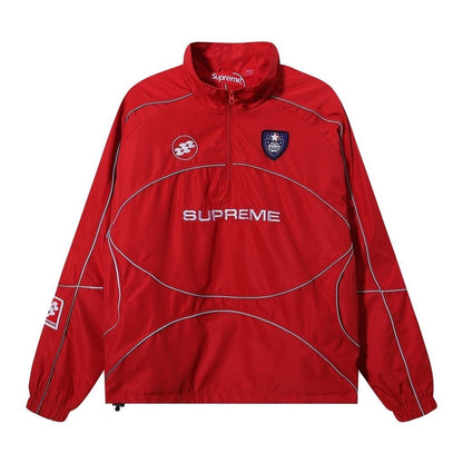 Red jacket with Supreme logo on a white background