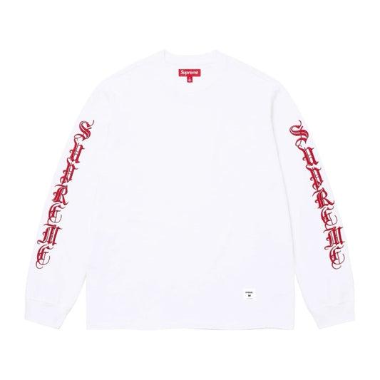Supreme | Old English L/S Top | FW24 White Gothic Logo Tee