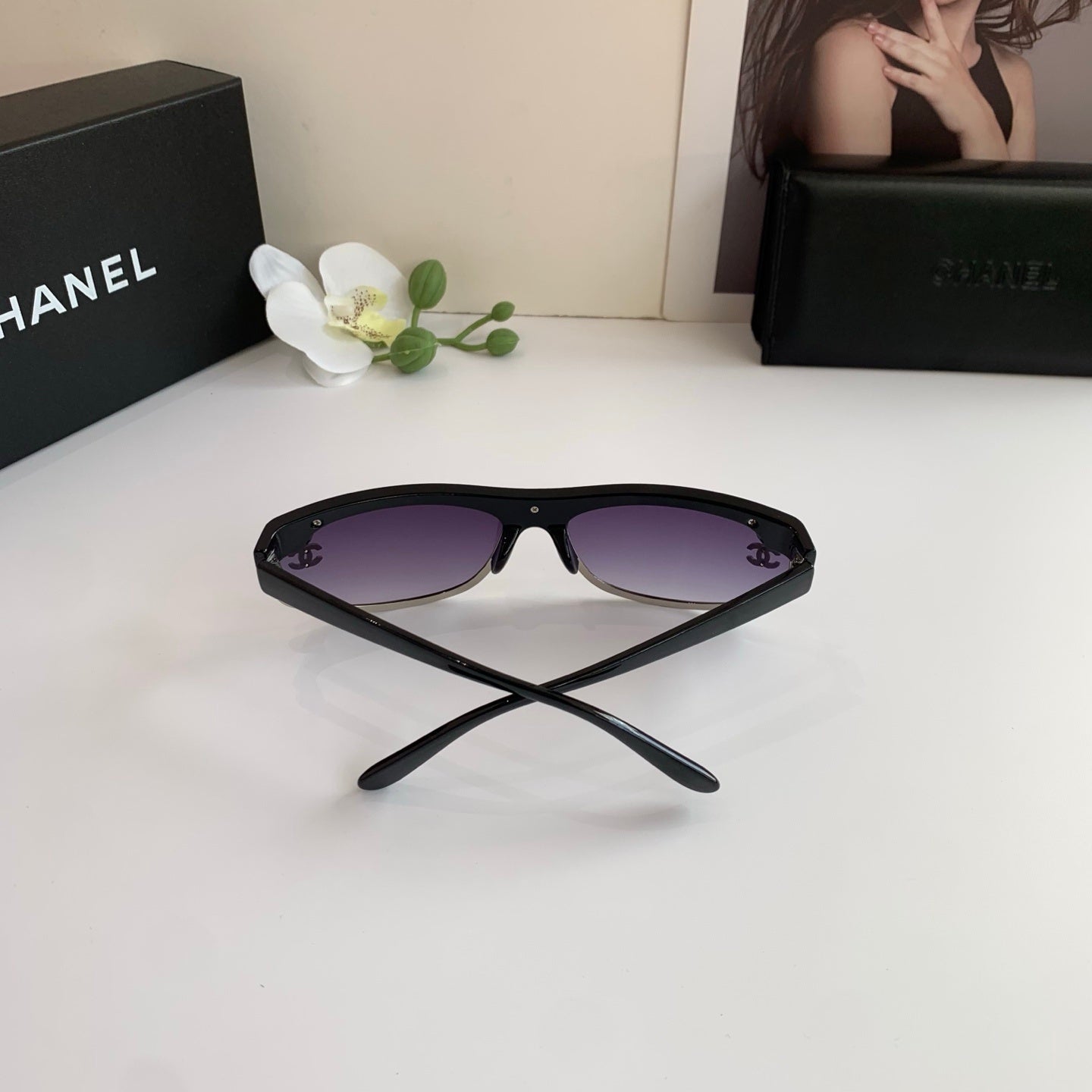 CHANEL | Rhinestone Sunglasses | PurplePlastic Y2K Crystal Logo