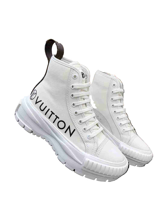Louis Vuitton | Squad Sneaker Boot | White Canvas High-Top (W)