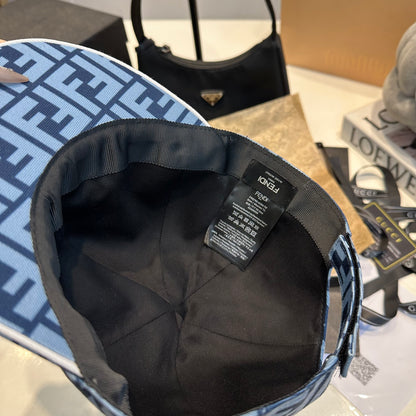 Fendi | Blue FF Monogram Canvas Baseball Cap | Adjustable Strap - Dark or Light Blue