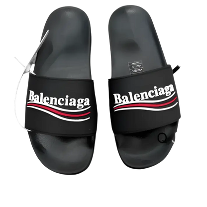 Balenciaga | Wave Logo Slides - Cream & Black Balenciaga