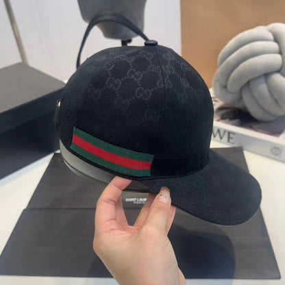 Gucci | GG Monogram Web Stripe Baseball Cap | Black