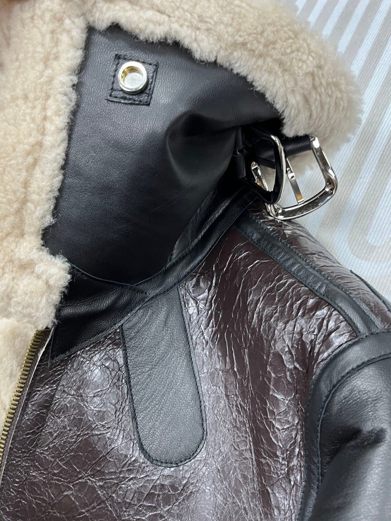 Balenciaga | Shearling Aviator Jacket in Distressed Leather